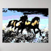 Pop Art Running Horses Print Poster (Voorkant)