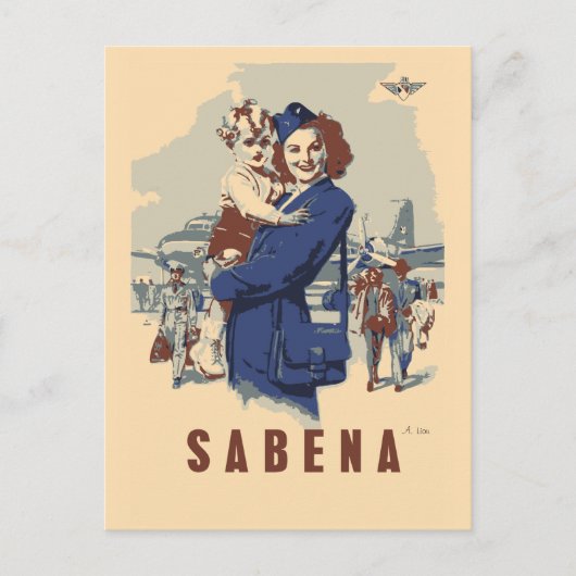 Pop art Sabena Ex Belgium Airlines Briefkaart (Voorkant)