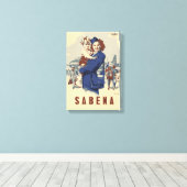 Pop art Sabena Ex Belgium Airlines Canvas Afdruk (Insitu (Houten vloer))