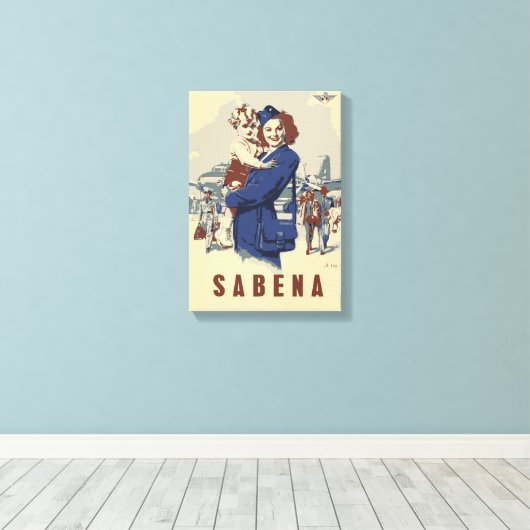 Pop art Sabena Ex Belgium Airlines Canvas Afdruk (Insitu (Houten vloer))