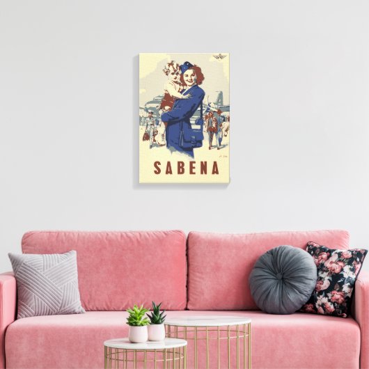 Pop art Sabena Ex Belgium Airlines Canvas Afdruk (Insitu (Woonkamer))
