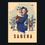 Pop art Sabena Ex Belgium Airlines Poster<br><div class="desc">Standaardafmetingen beschikbaar (in inch of cm), neem contact met ons op. De eigen vectorpopart werkt in vier kleuren, geïnspireerd door een briefkaart van Sabena, de nationale luchtvaartmaatschappij van België van 1923 tot 2001, tot het failliet ging. Opmerking: dit is een nieuw gemaakt werk, geen reproductie. De doopvont die de naam...</div>