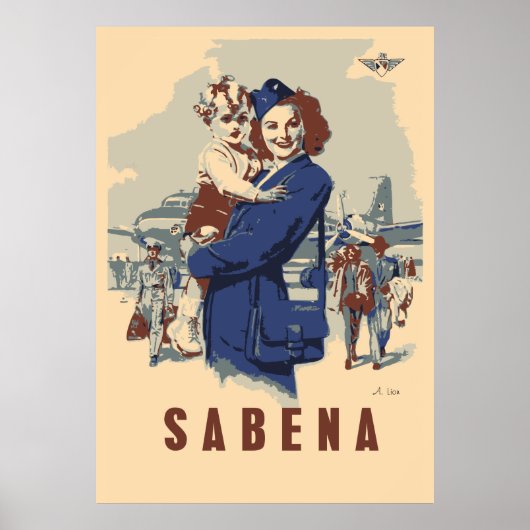 Pop art Sabena Ex Belgium Airlines Poster (Voorkant)