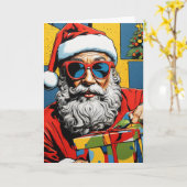 Pop Art Santa Card | Custom Collage Christmas  Kaart (Gele Bloem)
