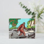 Pop Art Sasquatch Bos Comic Paneel Grafiek Briefkaart (Staand voorkant)
