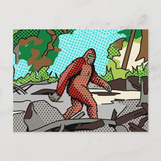 Pop Art Sasquatch Bos Comic Paneel Grafiek Briefkaart (Voorkant)