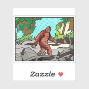 Pop Art Sasquatch Bos Comic Paneel Grafiek Sticker