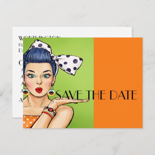 Pop Art SAVE THE DATE Postkaart (Voorkant / Achterkant)