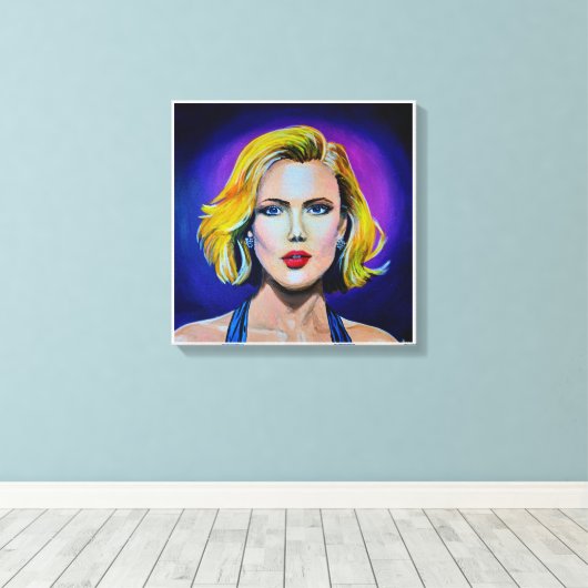 Pop Art Scarlett Johansson Portret Canvas Afdruk (Insitu (Houten vloer))