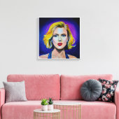 Pop Art Scarlett Johansson Portret Canvas Afdruk (Insitu (Woonkamer))