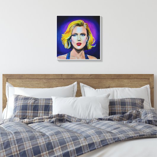 Pop Art Scarlett Johansson Portret Canvas Afdruk (Insitu (Slaapkamer))