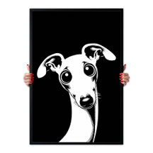 Pop Art Schattige Italiaanse Windhond Wit & Zwart