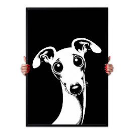 Pop Art Schattige Italiaanse Windhond Wit & Zwart Poster