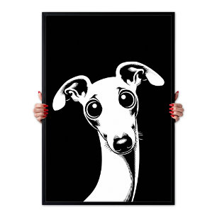 Pop Art Schattige Italiaanse Windhond Wit & Zwart Poster