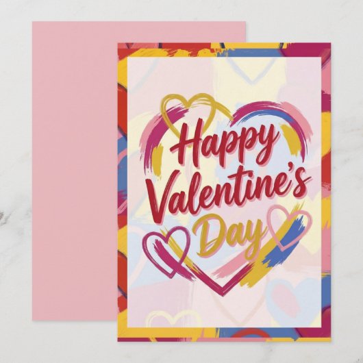 Pop Art Schilderachtige Valentijnskaart  Feestdagenkaart (Voorkant / Achterkant)