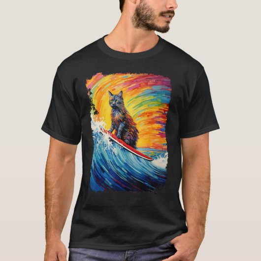 Pop Art Schildpad Kat Paddle Board Surfen T-shirt (Voorkant)