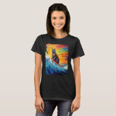 Pop Art Schildpadkat Peddelplank Surfen T-shirt (Voorkant volledig)
