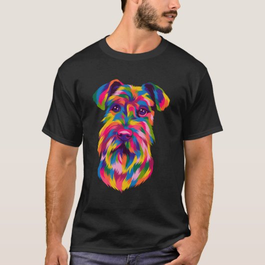 Pop Art Schnauzer Cute Paw Pet Gift Mannen Vrouwen T-shirt (Voorkant)