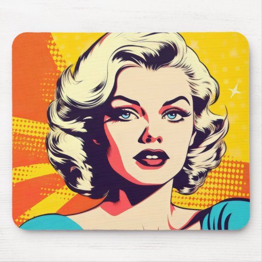 Pop Art Schoonheid Vrouw Muismat (Voorkant)