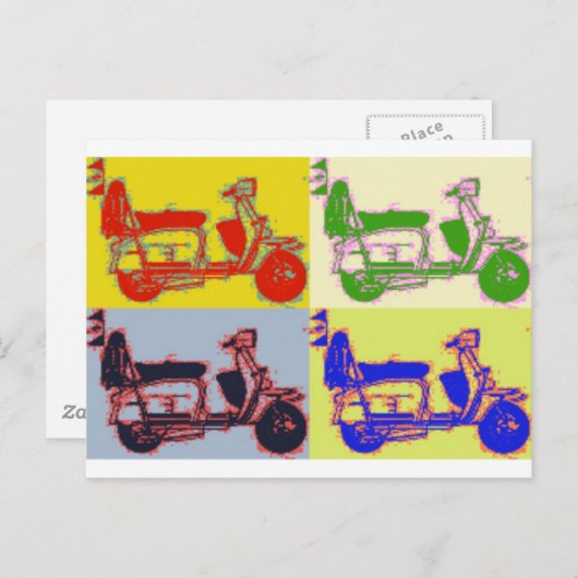 POP ART SCOOTER BRIEFKAART (Voorkant / Achterkant)