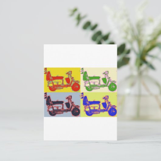 POP ART SCOOTER BRIEFKAART (Staand voorkant)