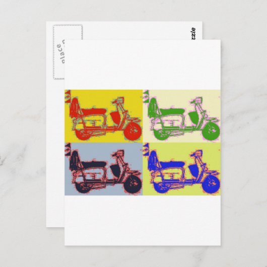 POP ART SCOOTER BRIEFKAART (Voorkant / Achterkant)