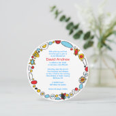 POP ART SCRIBBLY Bar Mitzvah Uitnodiging (Staand voorkant)