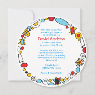 POP ART SCRIBBLY Bar Mitzvah Uitnodiging