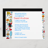 POP ART SCRIBBLY Bar Mitzvah Uitnodiging (Voorkant / Achterkant)