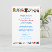 POP ART SCRIBBLY Bar Mitzvah Uitnodiging (Staand voorkant)