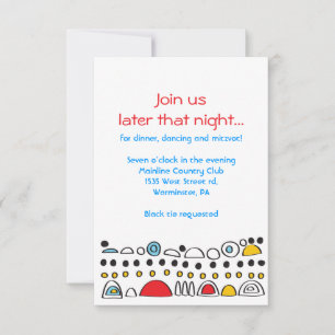 POP ART SCRIBBLY Bat Mitzvah Party Kaart