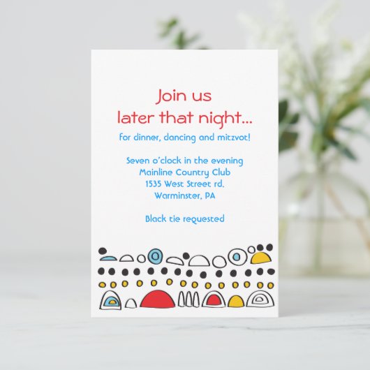 POP ART SCRIBBLY Bat Mitzvah Party Kaart (Staand voorkant)