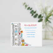 POP ART SCRIBBLY Bat Mitzvah Reageer Kaart (Staand voorkant)