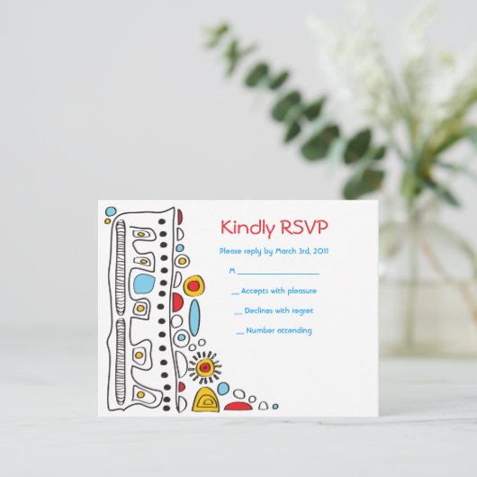 POP ART SCRIBBLY Bat Mitzvah Reageer Kaart (Staand voorkant)