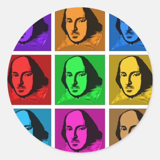 Pop Art Shakespeare Ronde Sticker (Voorkant)