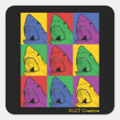 Pop Art Shark Vierkante Sticker (Voorkant)
