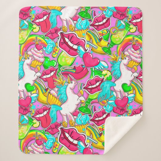 Pop Art Sherpa Deken (Voorkant)