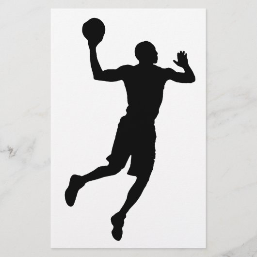 Pop Art Silhouet Basketballspeler Briefpapier (Voorkant)
