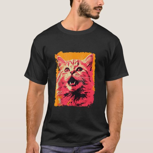 Pop Art Sinaasappel Ginger Roze Kat Tanktop (Voorkant)