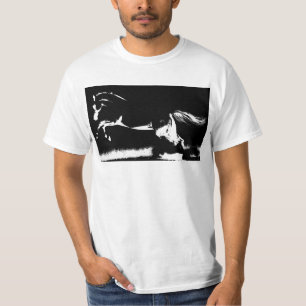 Pop Art Sjabloon Mannen Curvet Paard Modern Wit T-shirt