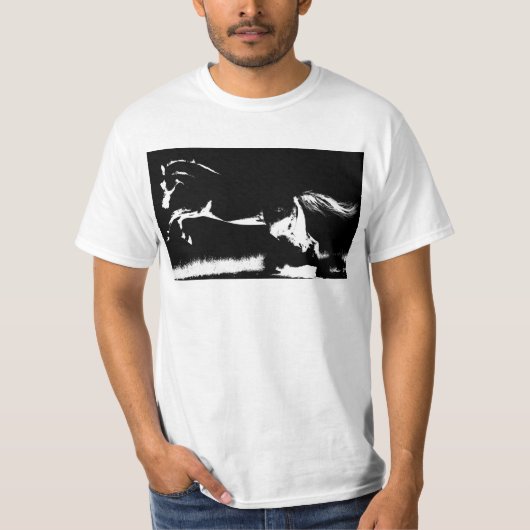 Pop Art Sjabloon Mannen Curvet Paard Modern Wit T-shirt (Voorkant)