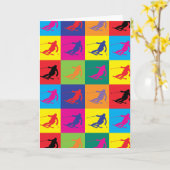 Pop Art Skiing Kaart (Gele Bloem)