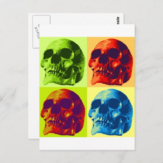 Pop Art Skull Briefkaart (Voorkant / Achterkant)