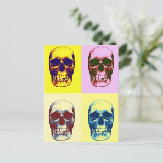 Pop Art Skull Briefkaart (Staand voorkant)