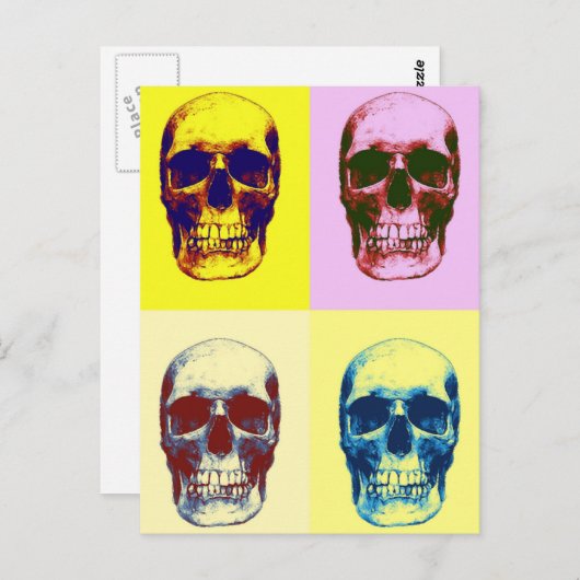 Pop Art Skull Briefkaart (Voorkant / Achterkant)