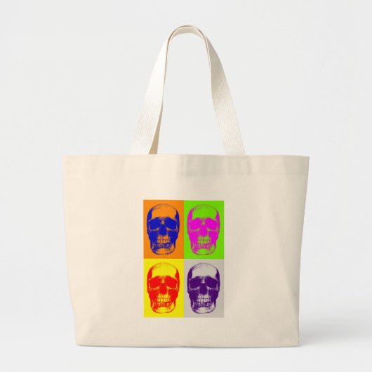 Pop Art Skull Grote Tote Bag (Voorkant)
