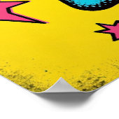Pop Art Skull met Neon Halftone Stippen Poster (Hoek)