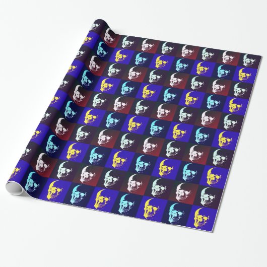 Pop Art Skull Retro Style Miami Cadeaupapier (Uitgerold)
