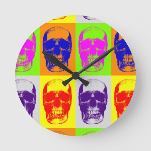 Pop Art Skull Ronde Klok (Voorkant)