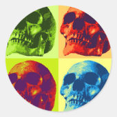 Pop Art Skull Ronde Sticker (Voorkant)